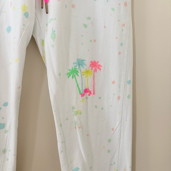 Lilly Pulitzer Mallie paint-splatter jogger pant embroidered palm tree logo M - Picture 4 of 12